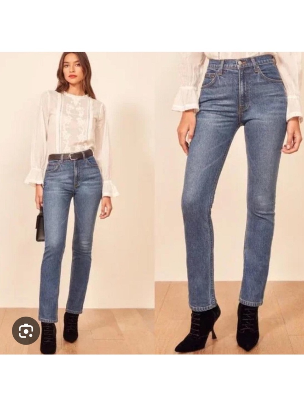 Reformation Liza Classic High-Rise Straight Leg Jeans - Laguna - size 27